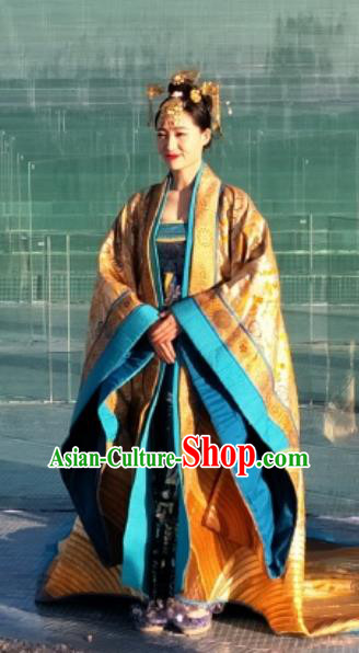 Chinese Encore Dunhuang Han Dynasty Queen Dance Dress Stage Performance Costume and Headpiece for Women