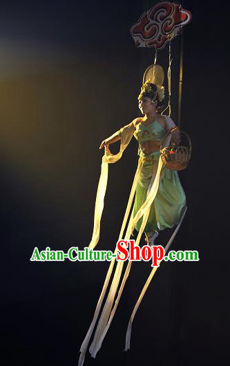 Chinese Picturesque Huizhou Opera Peri Classical Dance Dress Stage Performance Costume and Headpiece for Women