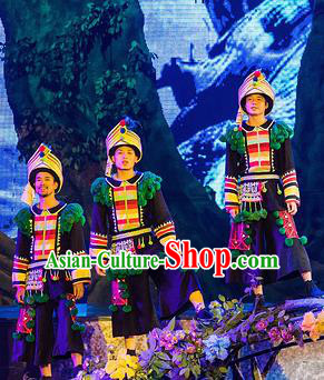 Chinese Charm Xiangxi Tujia Nationality Male Clothing Stage Performance Dance Costume for Men