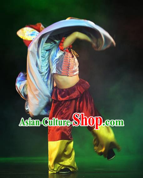 Chinese Oriental Apparel Yi Nationality Clothing Stage Performance Dance Costume for Men