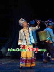 Chinese Mirroring Anren Tujia Nationality Yellow Clothing Stage Performance Dance Costume for Men