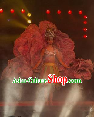 Chinese Dream Like Lijiang Ethnic Dance Dress Stage Performance Costume and Headpiece for Women