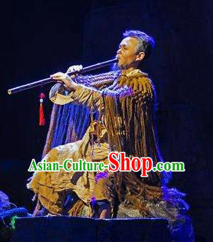 Chinese Border Town Miao Nationality Boatman Clothing Stage Performance Dance Costume for Men