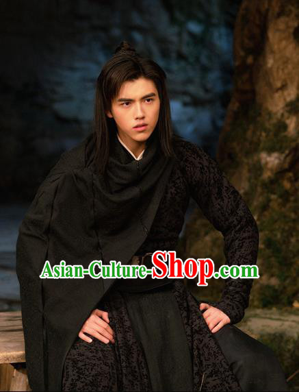 Ever Night Chinese Ancient Drama Tang Dynasty Swordsman Ning Que Black Costumes for Men