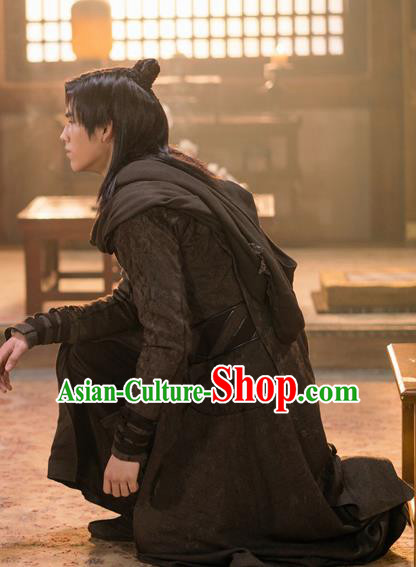 Ever Night Chinese Ancient Drama Tang Dynasty Swordsman Ning Que Black Costumes for Men