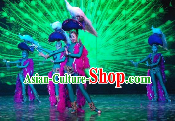 Chinese Golden Mask Dynasty Dance Dress Stage Performance Costume and Headpiece for Women
