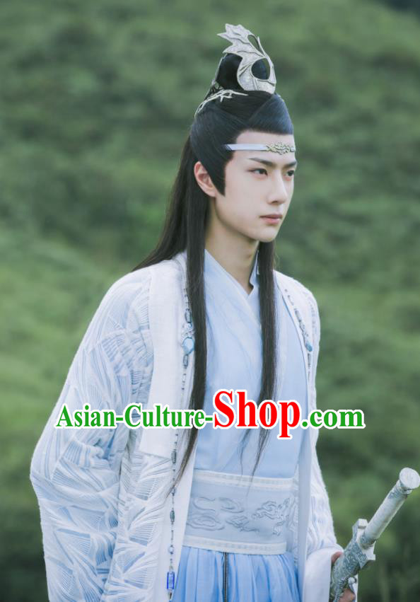 Chinese Drama The Untamed Ancient Swordsman Lan Zhan Blue Clothing Nobility Childe Wang Yibo Costumes for Men