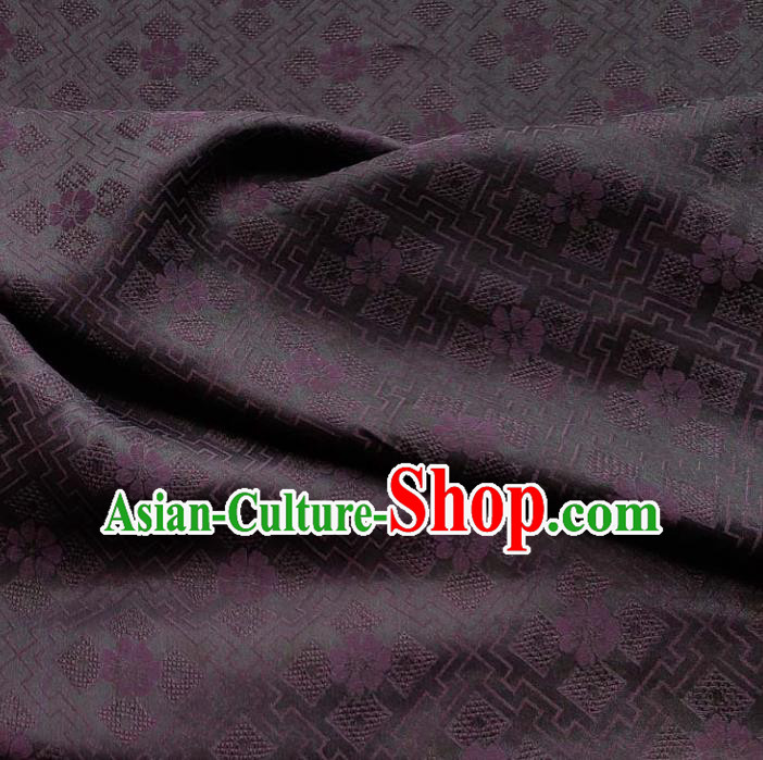 Traditional Chinese Classical Pattern Deep Purple Gambiered Guangdong Gauze Silk Fabric Ancient Hanfu Dress Silk Cloth