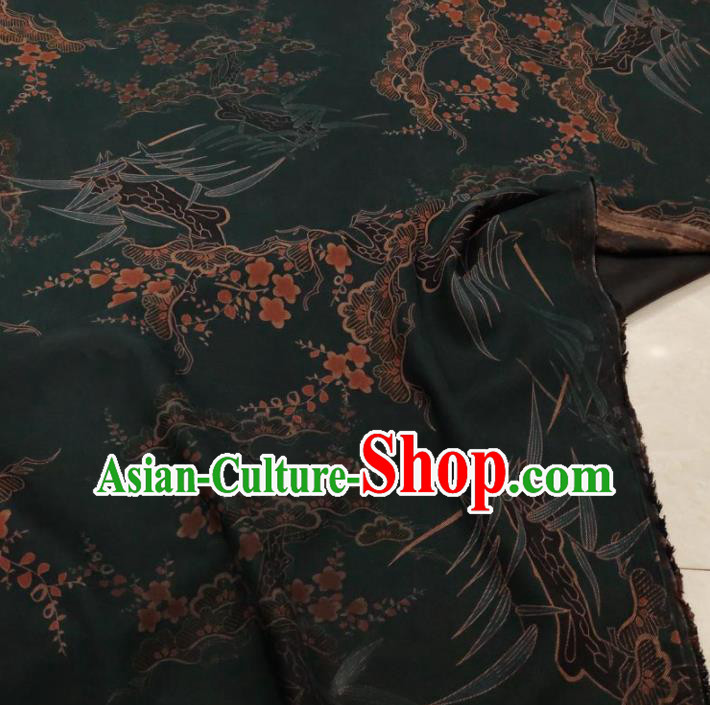 Traditional Chinese Classical Pine Plum Pattern Atrovirens Gambiered Guangdong Gauze Silk Fabric Ancient Hanfu Dress Silk Cloth