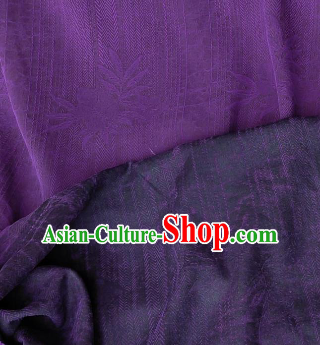 Traditional Chinese Classical Grass Pattern Purple Gambiered Guangdong Gauze Silk Fabric Ancient Hanfu Dress Silk Cloth