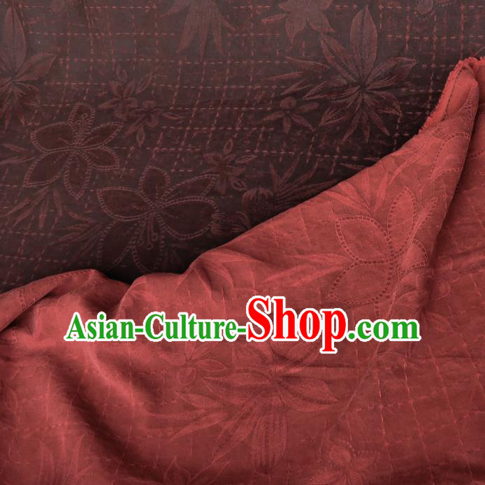 Traditional Chinese Classical Pattern Rust Red Gambiered Guangdong Gauze Silk Fabric Ancient Hanfu Dress Silk Cloth