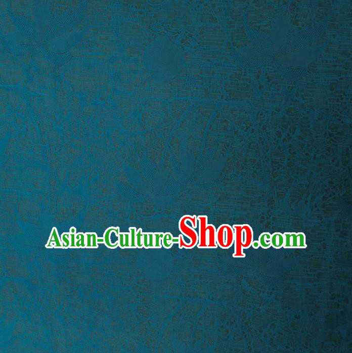 Traditional Chinese Classical Pattern Deep Blue Gambiered Guangdong Gauze Silk Fabric Ancient Hanfu Dress Silk Cloth