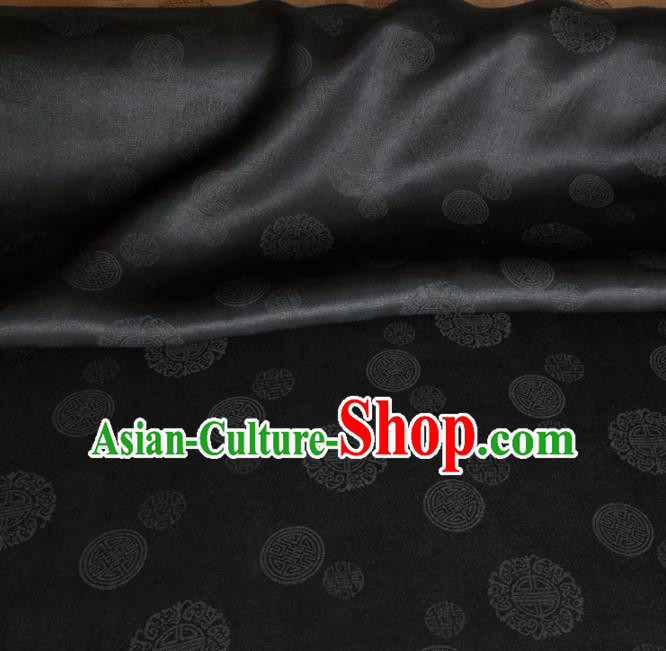 Traditional Chinese Classical Pattern Black Gambiered Guangdong Gauze Silk Fabric Ancient Hanfu Dress Silk Cloth