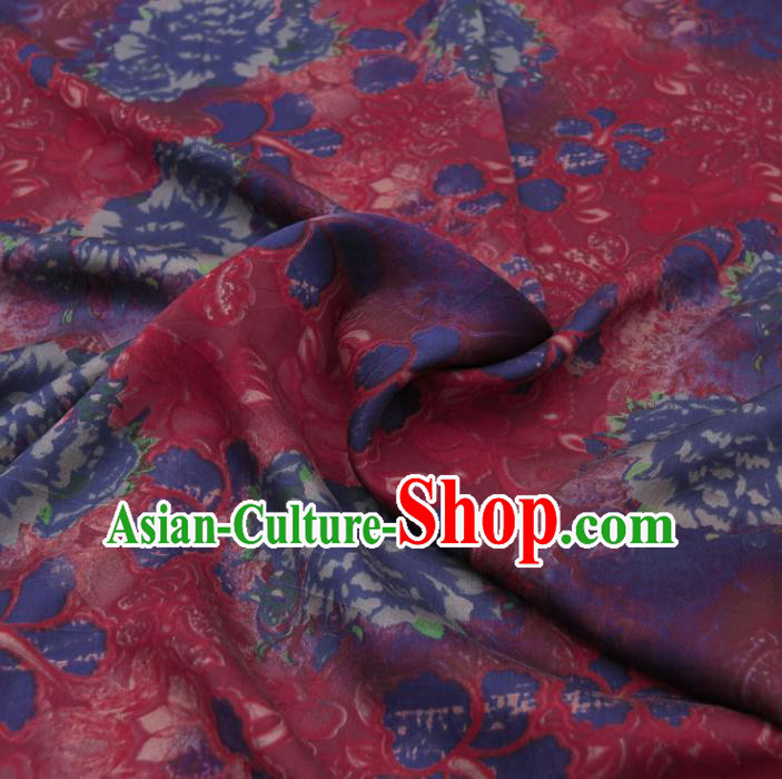 Traditional Chinese Classical Peony Pattern Amaranth Gambiered Guangdong Gauze Silk Fabric Ancient Hanfu Dress Silk Cloth