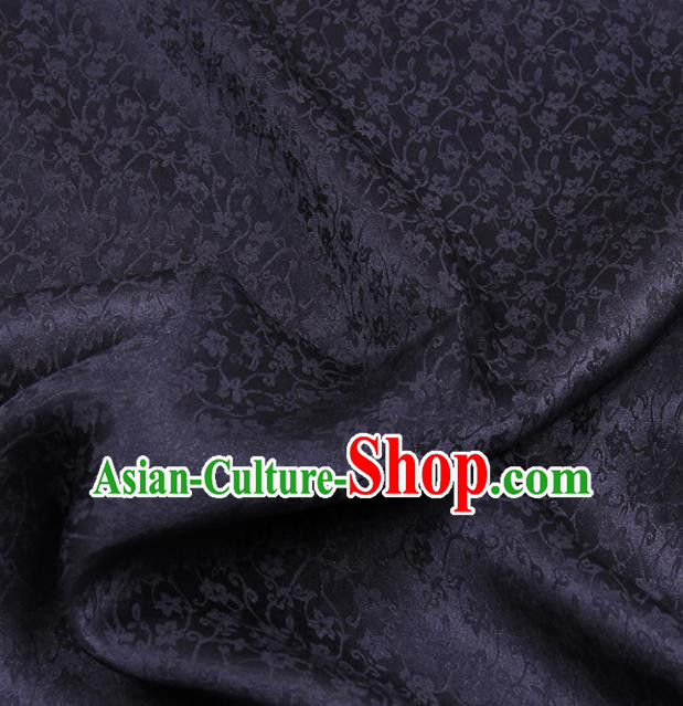 Traditional Chinese Classical Plum Pattern Black Gambiered Guangdong Gauze Silk Fabric Ancient Hanfu Dress Silk Cloth