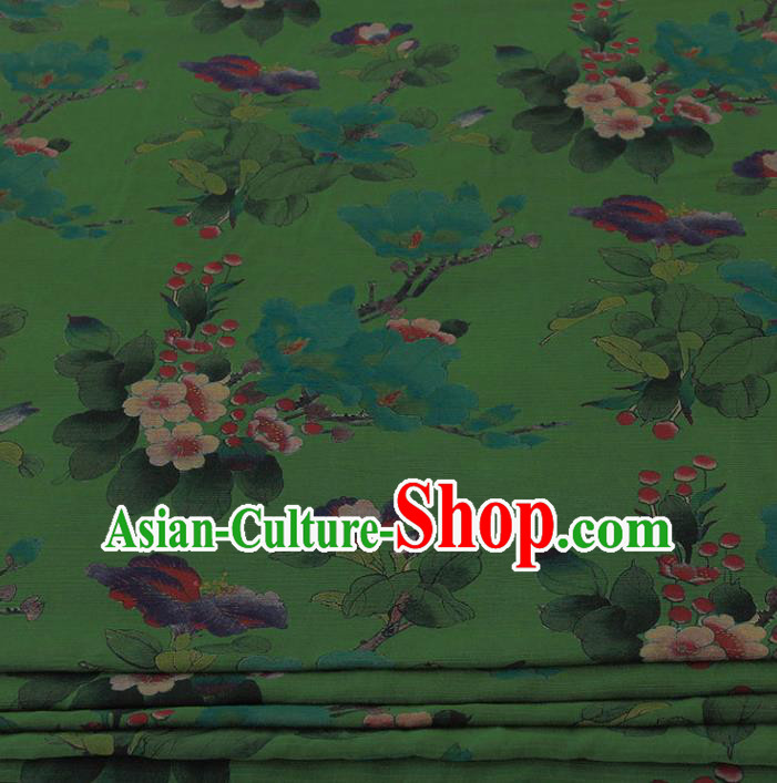 Traditional Chinese Classical Pattern Green Gambiered Guangdong Gauze Silk Fabric Ancient Hanfu Dress Silk Cloth