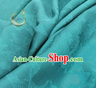 Traditional Chinese Classical Plum Blossom Pattern Peacock Blue Silk Fabric Ancient Hanfu Dress Brocade Cloth