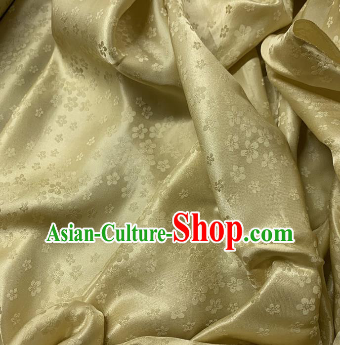 Chinese Classical Plum Pattern Light Golden Silk Fabric Traditional Ancient Hanfu Dress Brocade Cloth