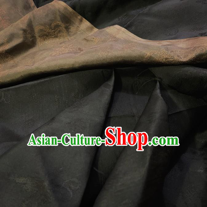 Chinese Classical Pattern Black Silk Fabric Traditional Ancient Hanfu Dress Brocade Cloth