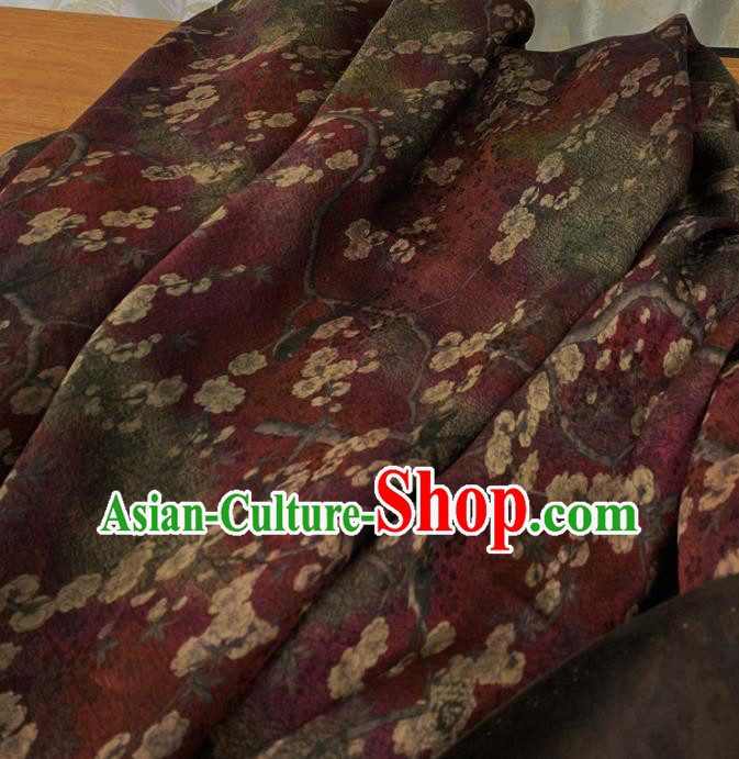 Chinese Classical Plum Pattern Purple Silk Fabric Traditional Ancient Hanfu Dress Brocade Cloth