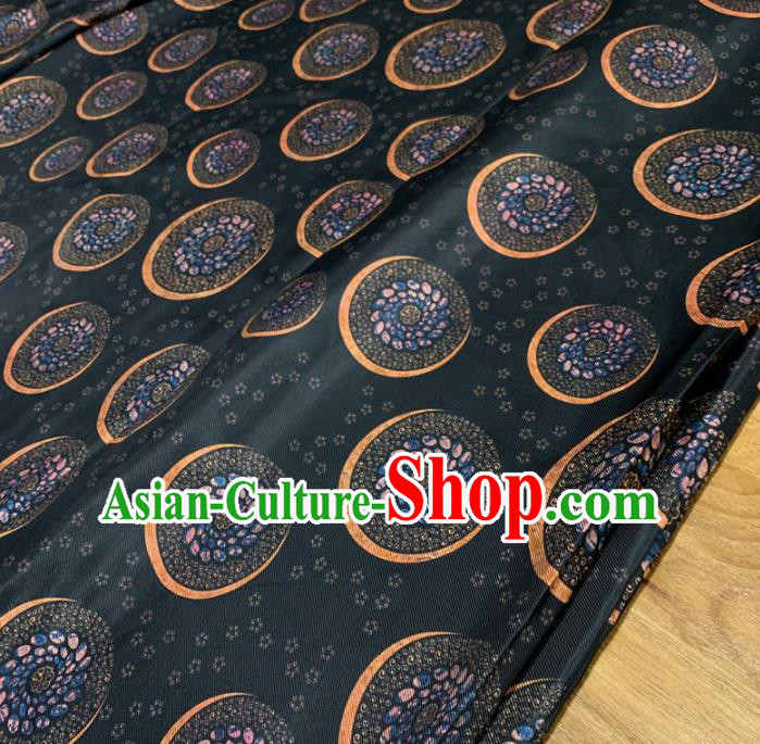 Chinese Classical Pattern Navy Silk Fabric Traditional Ancient Hanfu Dress Brocade Cloth