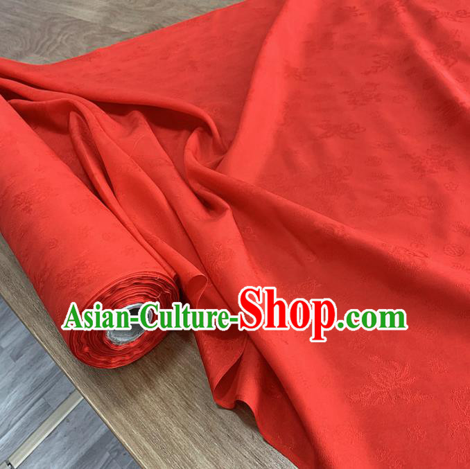 Chinese Classical Chrysanthemum Pattern Red Silk Fabric Traditional Ancient Hanfu Dress Brocade Cloth