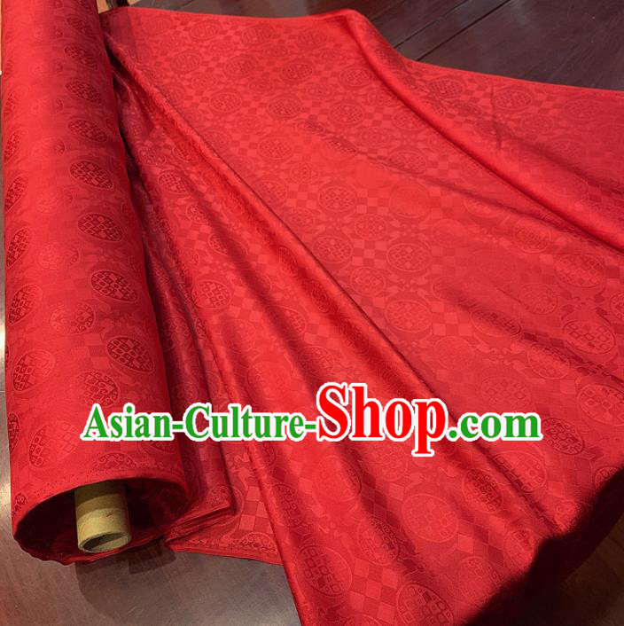 Chinese Classical Round Pattern Purplish Red Silk Fabric Traditional Ancient Hanfu Dress Brocade Cloth