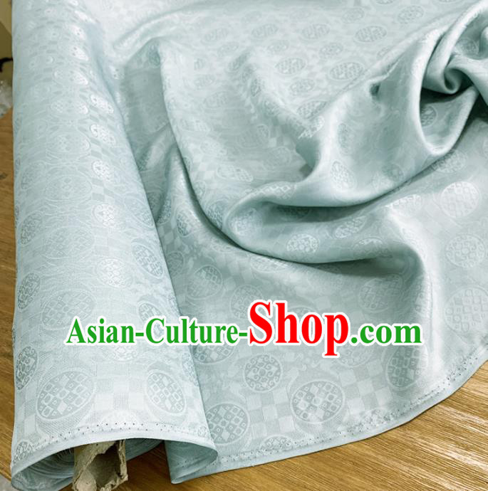 Chinese Classical Round Pattern Light Blue Silk Fabric Traditional Ancient Hanfu Dress Brocade Cloth