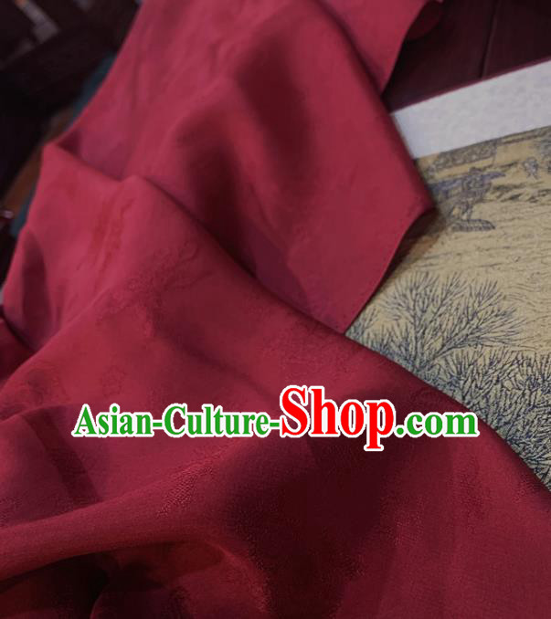 Chinese Classical Pattern Dark Red Silk Fabric Traditional Ancient Hanfu Dress Brocade Cloth