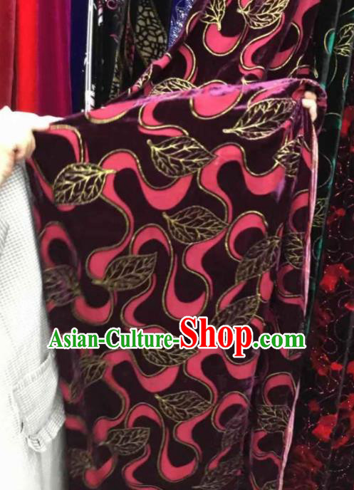 Traditional Chinese Classical Rosy Pattern Pleuche Fabric Ancient Cheongsam Dress Velvet Cloth