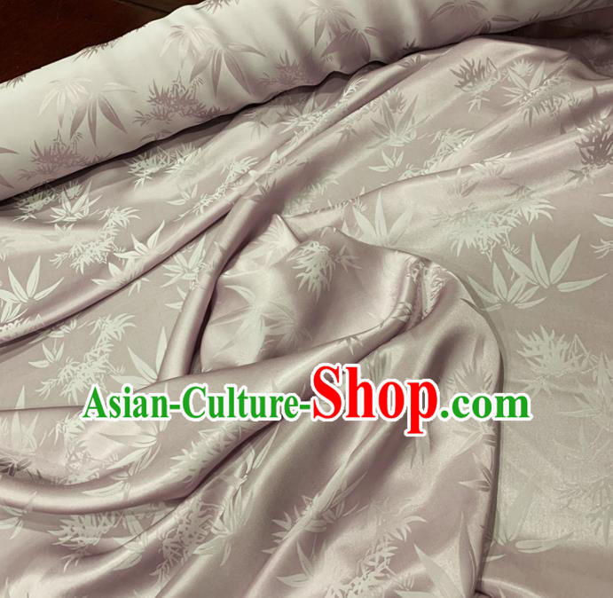 Chinese Classical Bamboo Pattern Light Purple Silk Fabric Traditional Ancient Hanfu Dress Brocade Cloth