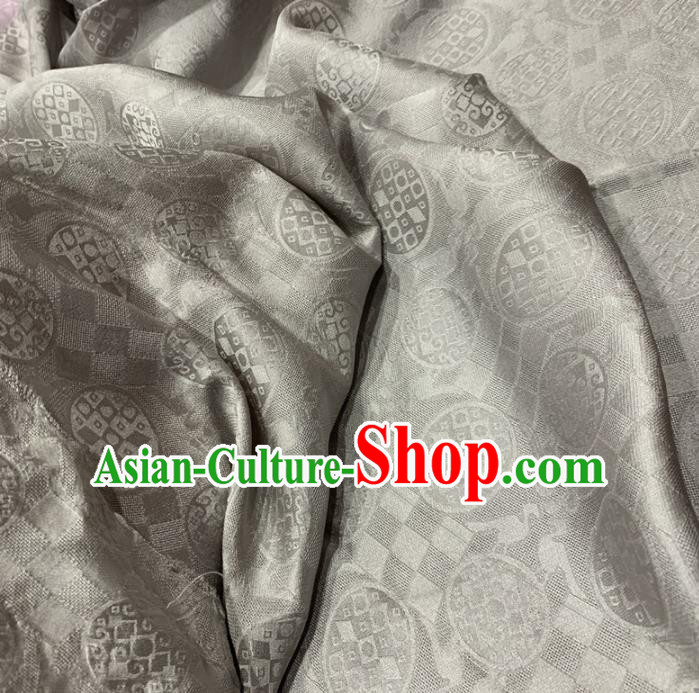 Chinese Classical Pattern Light Grey Silk Fabric Traditional Ancient Hanfu Dress Brocade Cloth