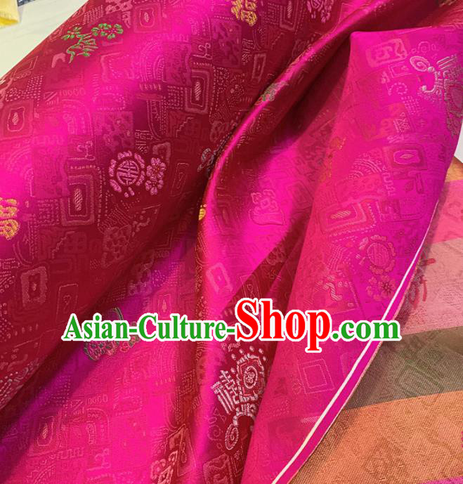 Chinese Classical Pattern Rosy Silk Fabric Traditional Ancient Hanfu Dress Brocade Cloth