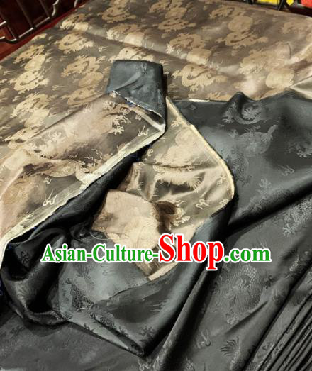 Chinese Classical Dragons Pattern Bronze Silk Fabric Traditional Ancient Hanfu Dress Brocade Cloth