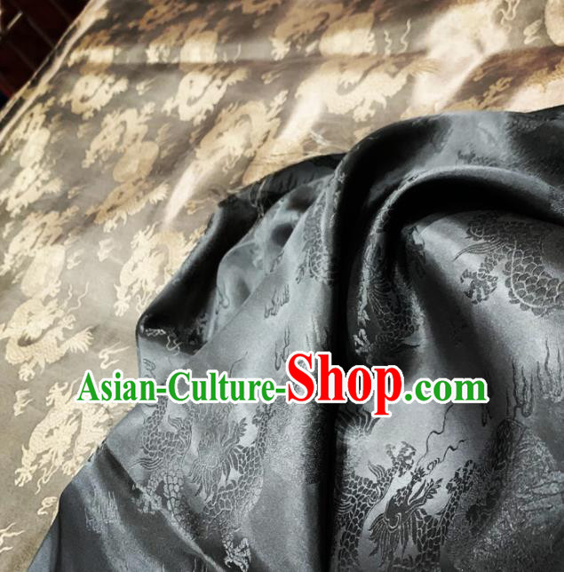Chinese Classical Dragons Pattern Bronze Silk Fabric Traditional Ancient Hanfu Dress Brocade Cloth