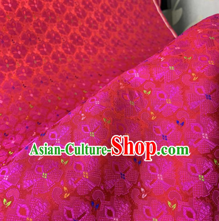 Chinese Classical Pattern Rosy Silk Fabric Traditional Ancient Hanfu Dress Brocade Cloth