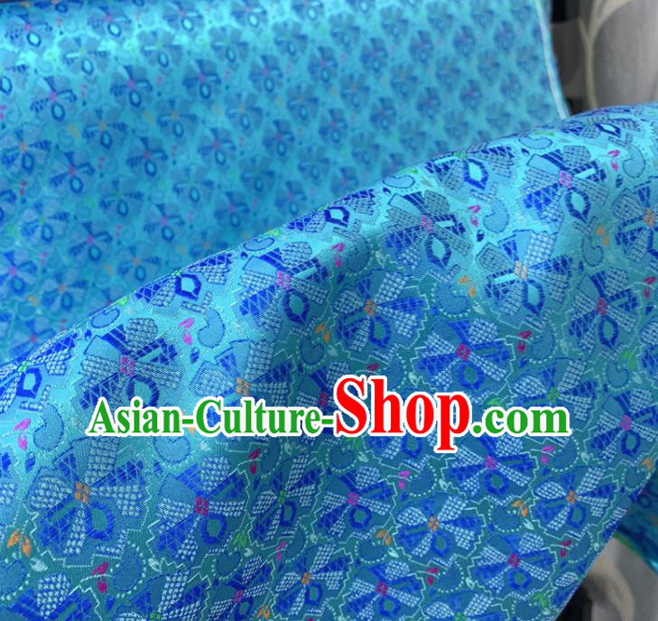 Chinese Classical Pattern Blue Silk Fabric Traditional Ancient Hanfu Dress Brocade Cloth