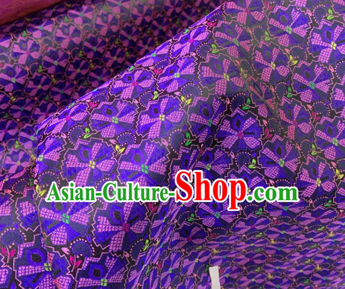 Chinese Classical Pattern Purple Silk Fabric Traditional Ancient Hanfu Dress Brocade Cloth