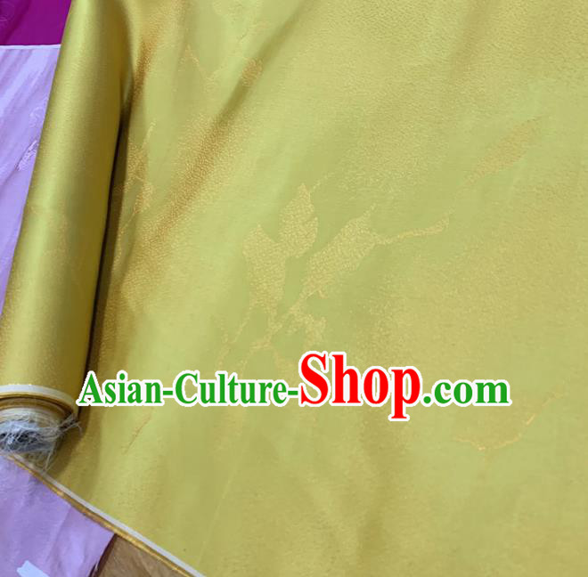 Chinese Classical Pattern Yellow Silk Fabric Traditional Ancient Hanfu Dress Brocade Cloth