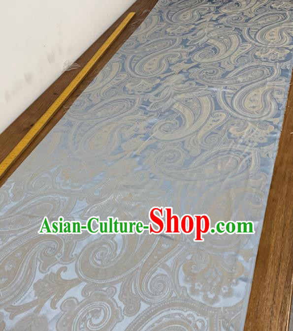 Chinese Classical Paisley Pattern Light Blue Silk Fabric Traditional Ancient Hanfu Dress Brocade Cloth