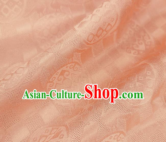 Chinese Classical Round Pattern Orange Silk Fabric Traditional Ancient Hanfu Dress Brocade Cloth