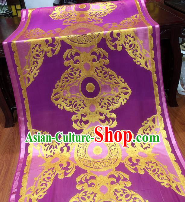 Chinese Classical Pattern Purple Silk Fabric Traditional Ancient Hanfu Dress Brocade Cloth