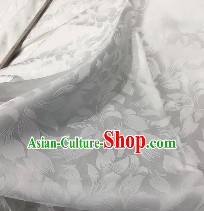 Chinese Classical Pattern White Silk Fabric Traditional Ancient Hanfu Dress Brocade Cloth