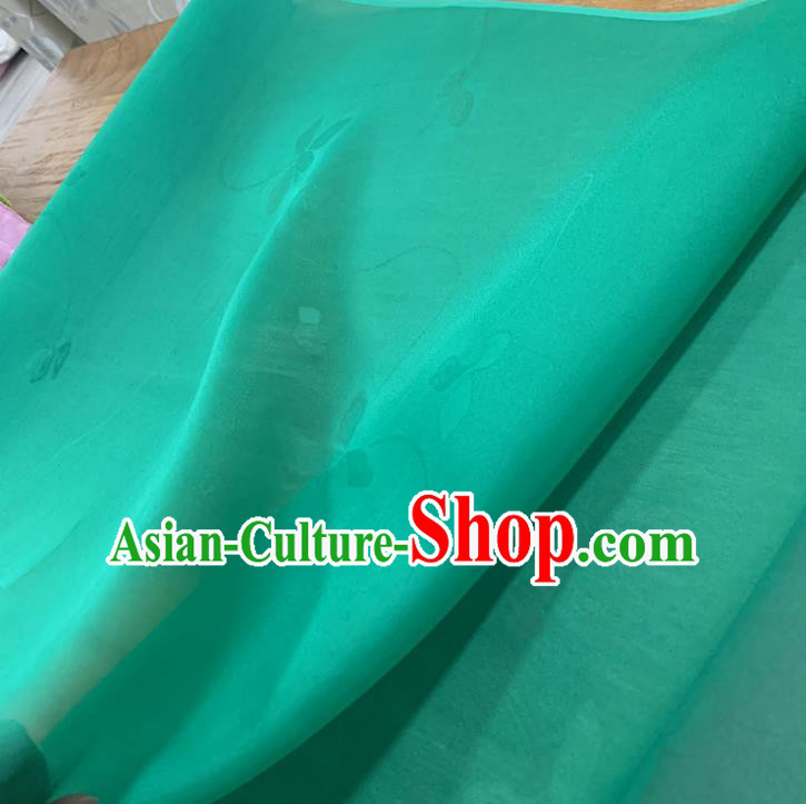 Chinese Classical Pattern Green Silk Fabric Traditional Ancient Hanfu Dress Brocade Cloth