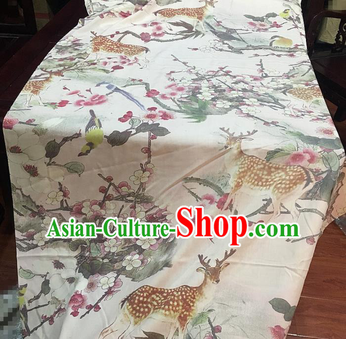 Chinese Classical Printing Pattern Silk Fabric Traditional Ancient Hanfu Dress Brocade Cloth