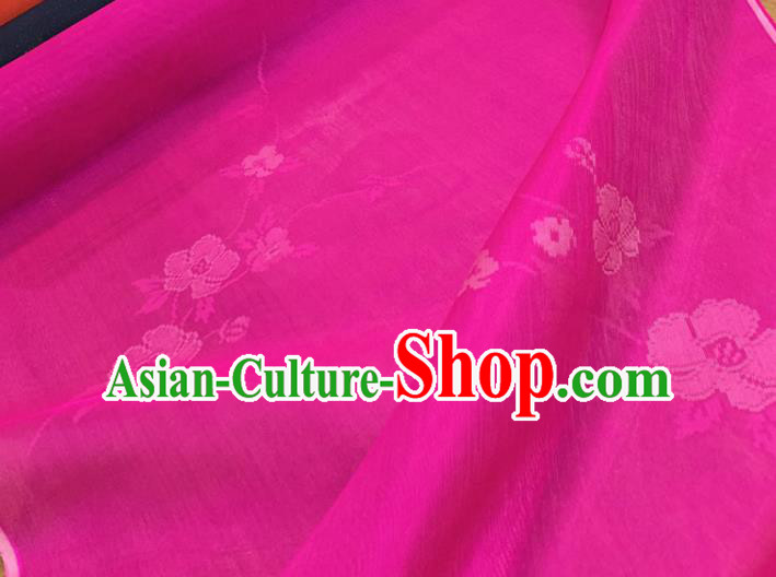 Chinese Classical Flowers Pattern Rosy Silk Fabric Traditional Ancient Hanfu Dress Brocade Cloth