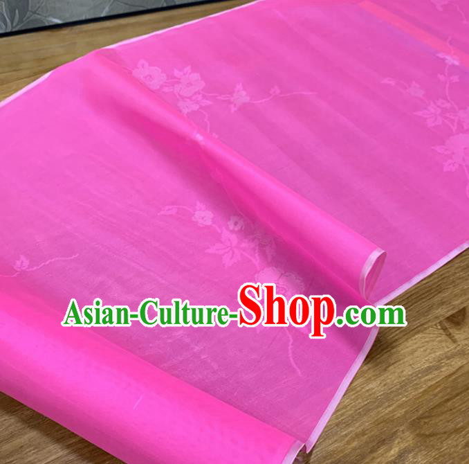 Chinese Classical Flowers Pattern Pink Silk Fabric Traditional Ancient Hanfu Dress Brocade Cloth