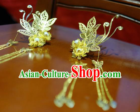 Chinese Traditional Ancient Court Queen Flowers Hairpins Classical Hanfu Hair Accessories for Women