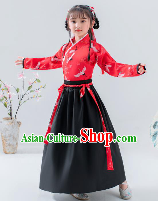 Chinese Traditional Ming Dynasty Girls Hanfu Dress Ancient Princess Costume for Kids