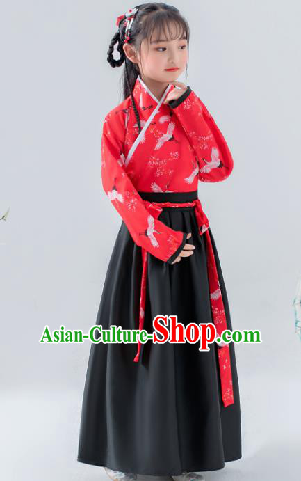 Chinese Traditional Ming Dynasty Girls Hanfu Dress Ancient Princess Costume for Kids